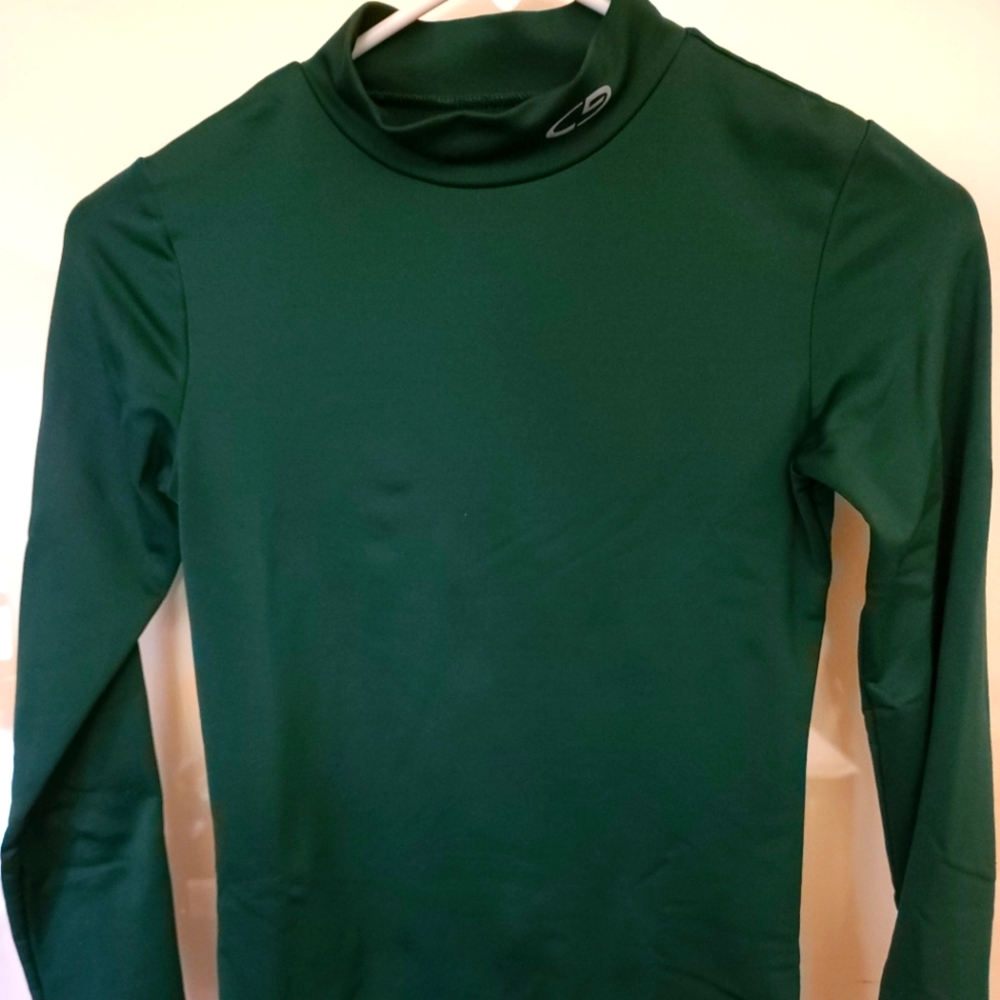 Champion boys mock turtleneck dri fit dark green size L